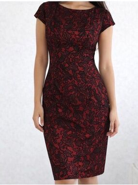 Alyx Petite Red Black lace belt dress new